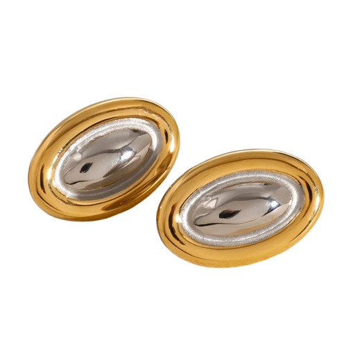 TWO TONE OVAL EARRINGS π§