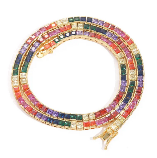 PRE ORDER RAINBOW SQUARED TENNIS NECKLACE