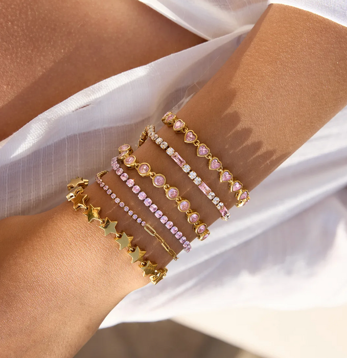 PINK ROUND TENNIS BRACELET 💧
