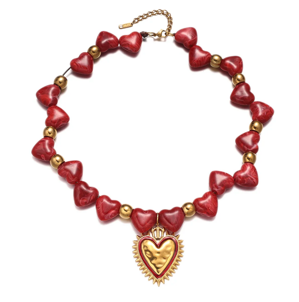 RED HEART BOHO NECKLACE