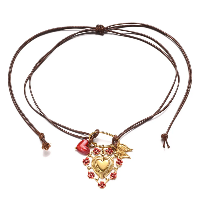 RED HEART BOHO NECKLACE