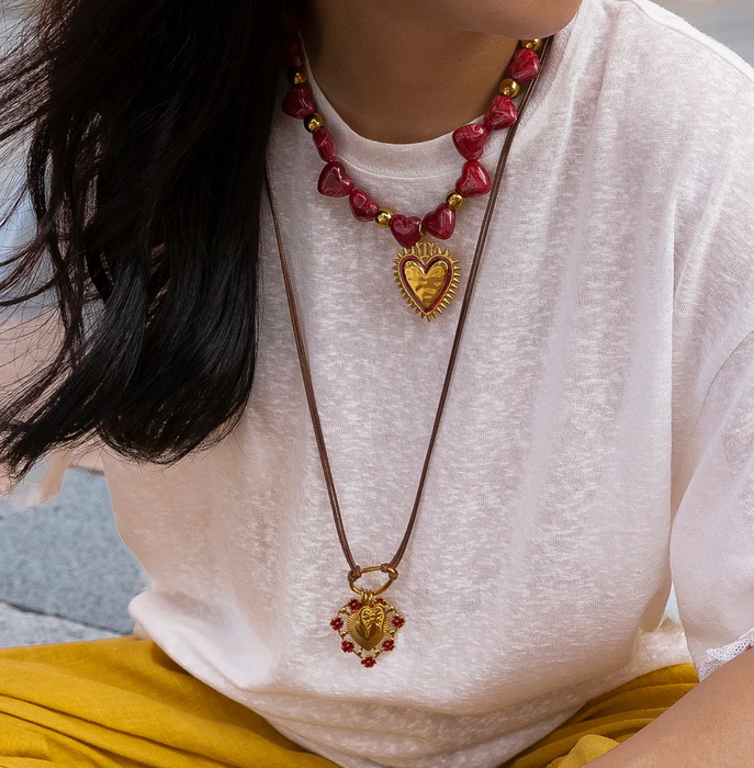 RED HEART BOHO NECKLACE