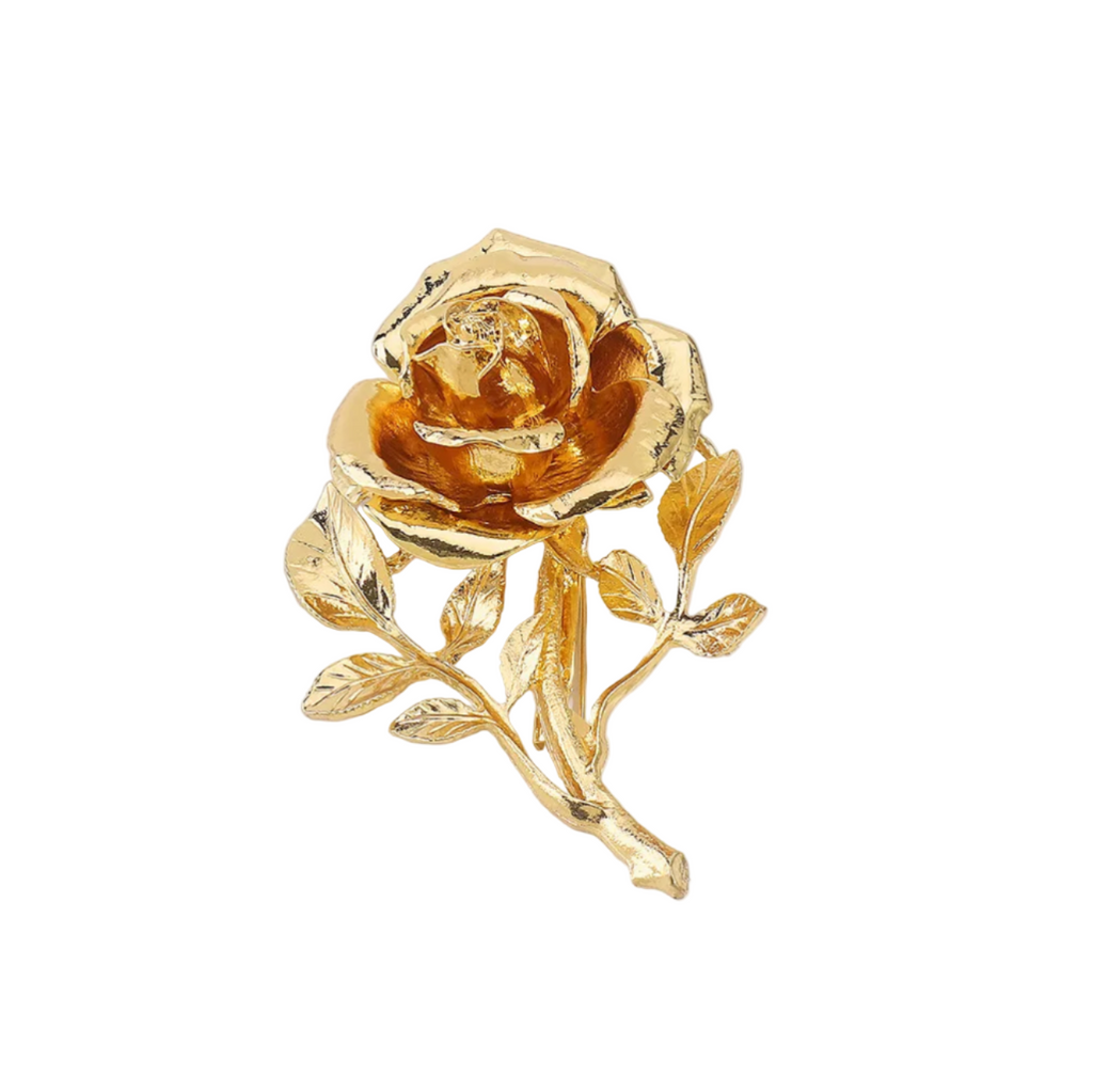 GOLD ROSE BROOCH