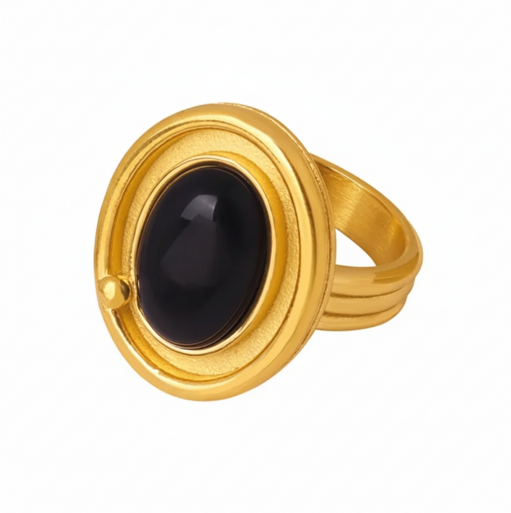 BLACK AGATA RING 💧