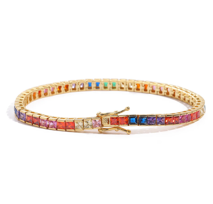 RAINBOW SQUARED TENNIS BRACELET