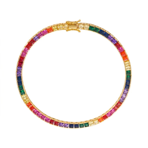RAINBOW SQUARED TENNIS NECKLACE