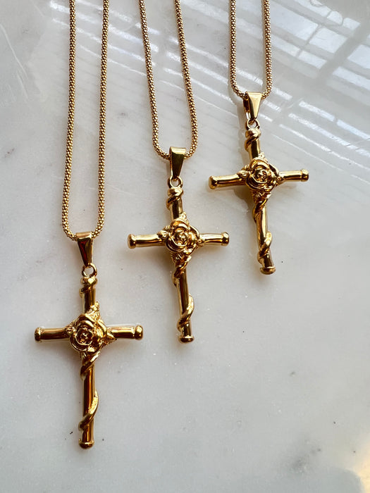 ROSE CROSS NECKLACE