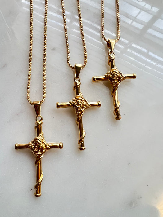 ROSE CROSS NECKLACE